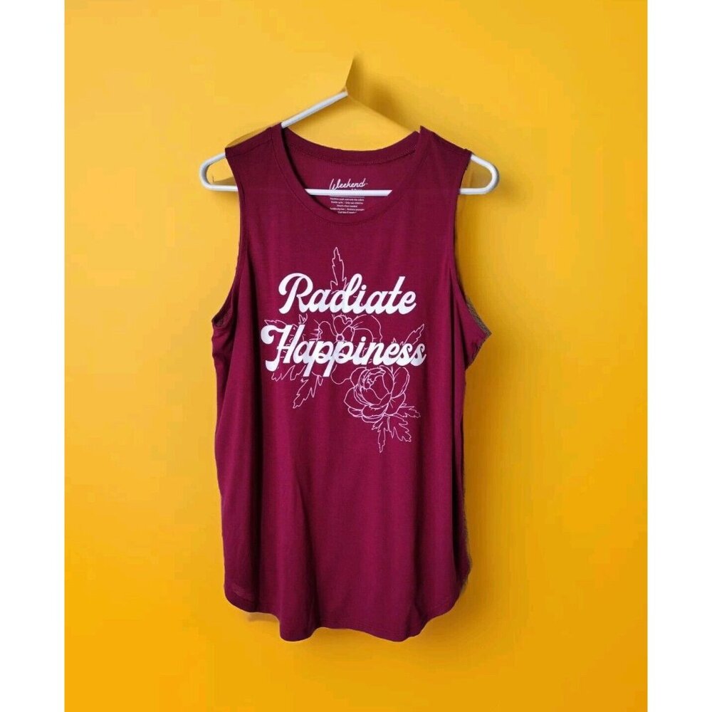 Weekend Soul Shirt Xl Sleeveless Floral Plum Happiness Beach Summer
